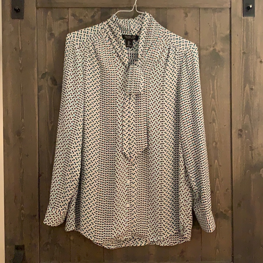 Rachel Zoe • Geometric Print Tie Neck Blouse